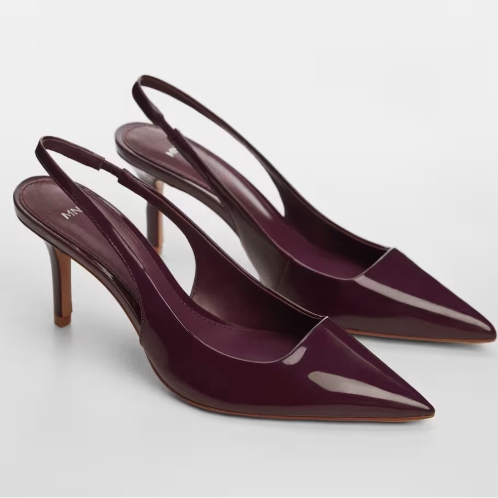 Mango - burgundy pointed toe heeled shoes